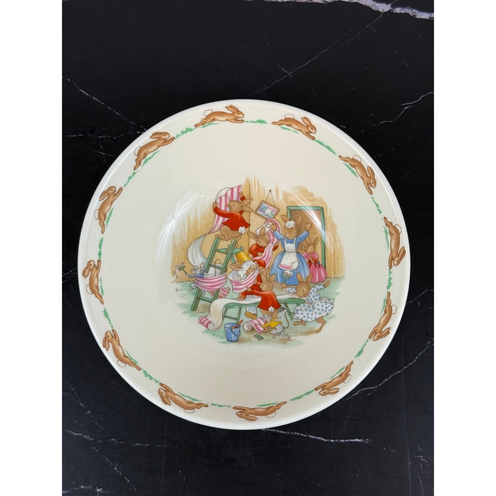 Vintage 1980s Royal Doulton Bunnykins 6" Bowl Family Wallpapering Bone China